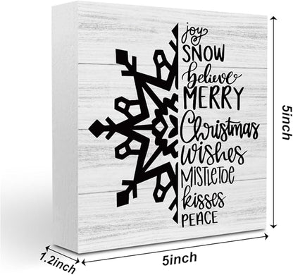 Christmas Decor Christmas Sign Decorations for Home Snowflake Sign for Home Office Desk Table Cubicle Shelf Xmas Desk Accessories 5 x 5 inch