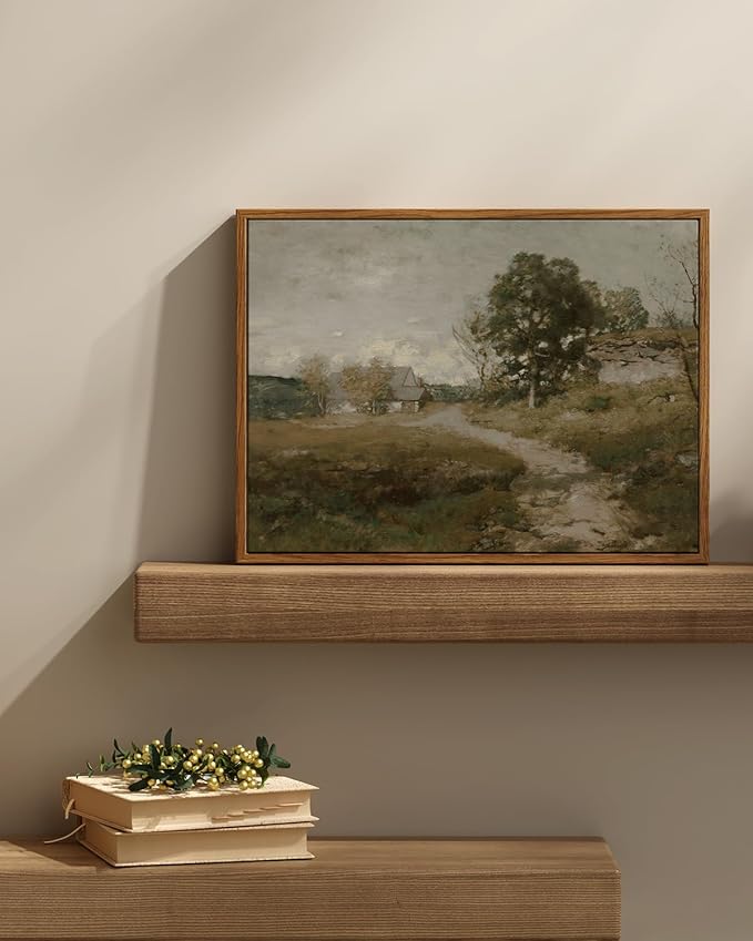 InSimSea Framed Canvas Wall Art Decor, Vintage Countryside Decor for Living Room Bedroom, Eathry Moody Art, Painting for Bathroom Office Hallway Room, 12