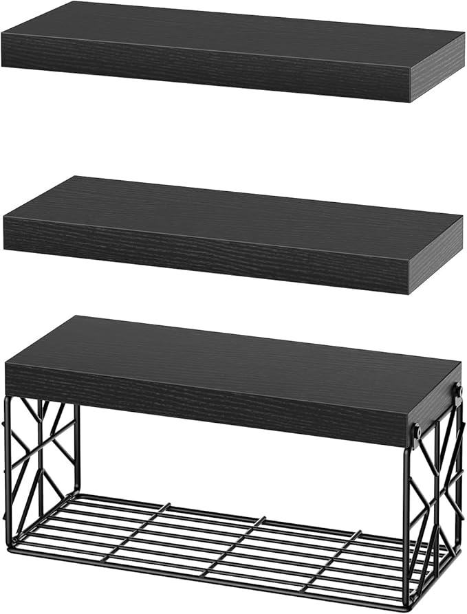 Bathroom Shelves Over Toilet Set of 3, Floating Shelves for Wall Toilet Paper Storage, 1.5