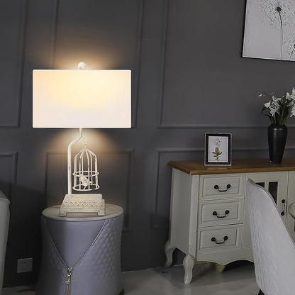 Rustic Farmhouse Table Lamps Set of 2, Birdcage Design Vintage Bedside Lamp Nightstand End Table for Living Room, Bedroom(2 LED Bulb Included)