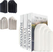 Book Ends for Heavy Books, Resin Decorative bookends, Heavy Duty Book end for Shelves, Book Stopper for Shelves, Modern Home Decor Aesthetic Book Ends, Layered Arch Design Set of 2(Cream White)