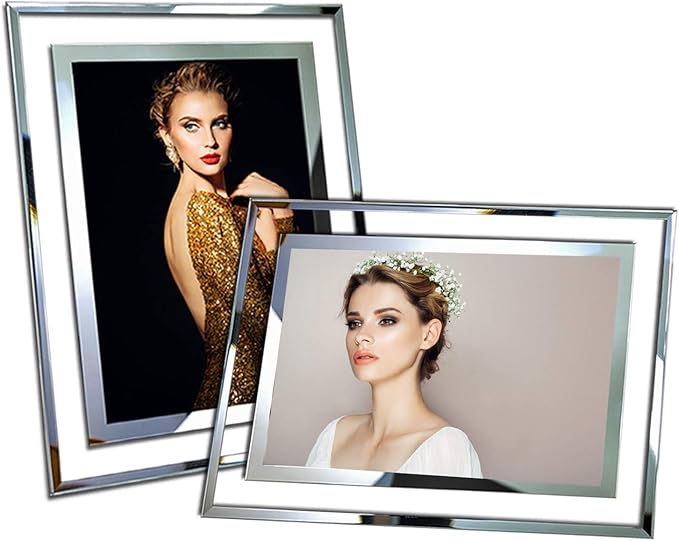 SIMON'S SHOP 4x6 Picture Frame, Wall and Tabletop Picture Frames 4x6, Glass Photo Frames Clear with Silver Borders, 3-Pack, Modern Home Office Décor