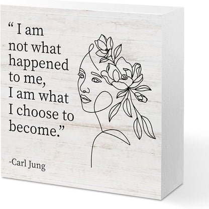 Therapy Office Desk Decor Wood Box Sign，I Am What I Choose to Become, Wooden Box Desk Decoration Signs, Mental Health Office Decor for Home, Mental Health Gifts for Counselor Psychologist Therapist