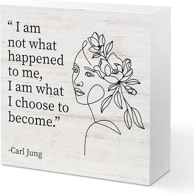 Therapy Office Desk Decor Wood Box Sign，I Am What I Choose to Become, Wooden Box Desk Decoration Signs, Mental Health Office Decor for Home, Mental Health Gifts for Counselor Psychologist Therapist