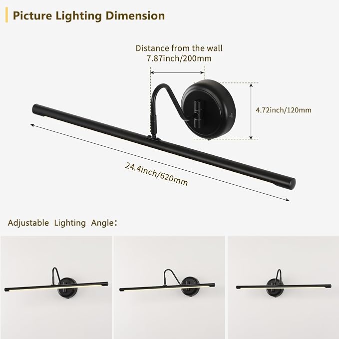 JOOSENLUX Battery Operated Picture Lights Modern Wireless Wall Lights 24.4