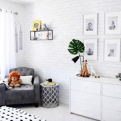 Tempaper Textured White Brick Removable Peel and Stick Wallpaper, 20.5 in X 16.5 ft, Made in the USA