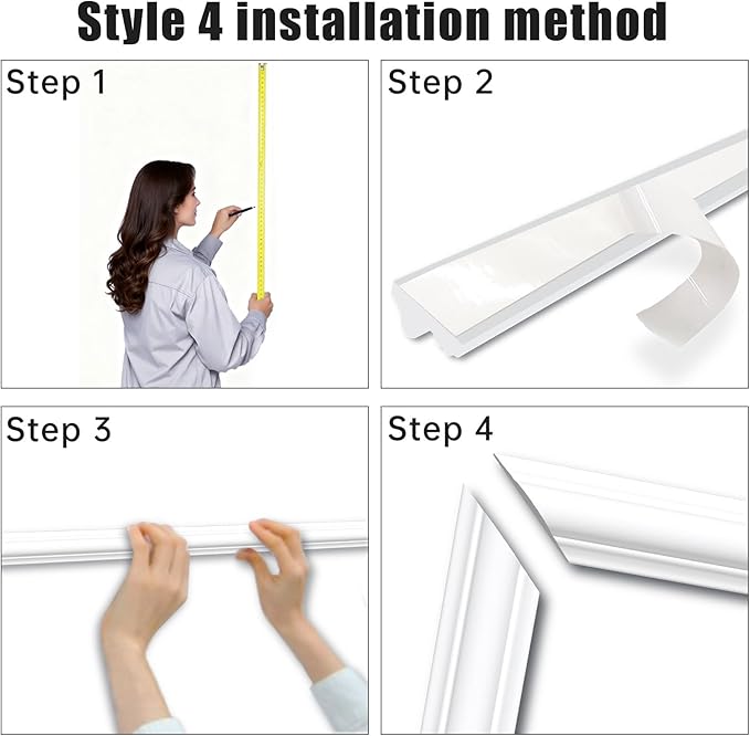 Premade Peel and Stick Wall Molding Kit, Set of 6 Pcs (3 Top & 3 Bottom) Self Adhesive Accent Wainscoting Panels for Interior Wall Moulding Decor, Ready to Assemble Moulding Trim(Style4– 54 x 23 in)