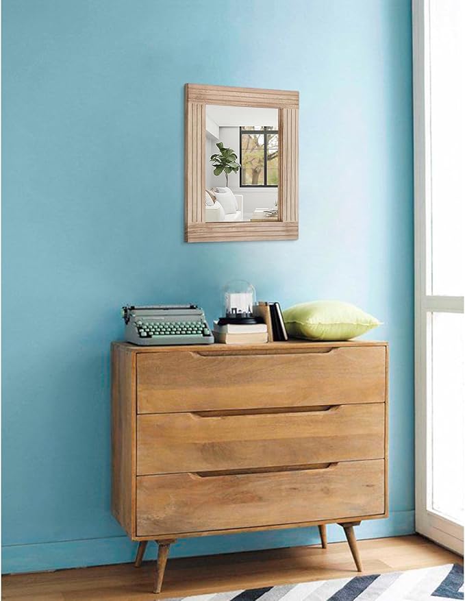Mirrors for Wall Rustic Wooden Frame Rectangle Mirror Vintage Hanging Mirror for Bedroom Bathroom Living Room Farmhouse Wall Decor Small 16