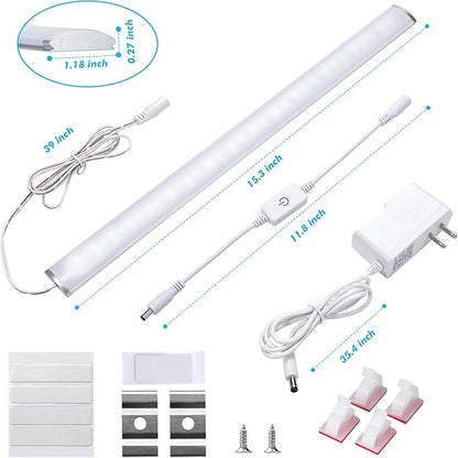 Under Cabinet Lighting 15 inch, Bright Under Desk Light with Memory Function, Dimmable Under Counter Lights for Kitchen, Closet and Workbench, LED Sink Light, Cool White 6500K