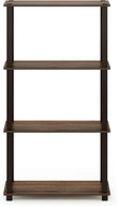Furinno TURN-S-TUBE Storage Shelves, 4-Tier Book Shelf, Corner Shelf, Toolless Open Shelves, for Organization and Storage, Living Room, Garage, Home Office, Walnut
