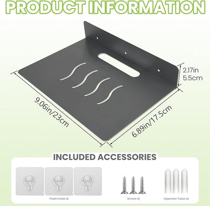 Steel Floating Shelves for Wall,Small Wall Shelf，Suitable for Bedroom, Living Room, Bathroom, Kitchen, Office (Grey, 9.06x6.89 in)
