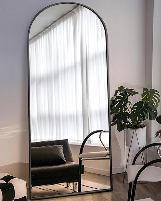Arched Full Length Mirror, Floor Mirror with Stand, 30"x71" Large Mirror, Wall Mirror Full Length, Black Floor Length Mirror, Body Floor Mirror, Wall Mounted Mirror for Bedroom, Black
