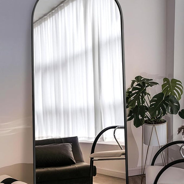 Arched Full Length Mirror, Floor Mirror with Stand, 30"x71" Large Mirror, Wall Mirror Full Length, Black Floor Length Mirror, Body Floor Mirror, Wall Mounted Mirror for Bedroom, Black