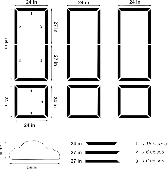 Peel and Stick Wall Molding Kit,6 Sets Pre-Cut Wainscoting Panels for Interior Wall Moulding Decor,Pre Made Wainscoting Wall Panel for Home Decoration Accent Wall (24x54in)