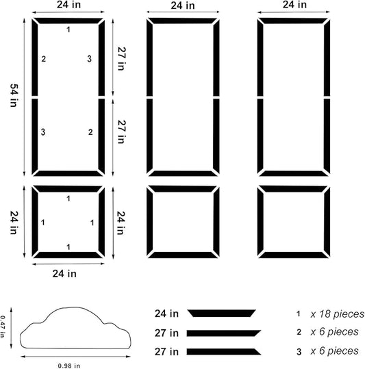 Peel and Stick Wall Molding Kit,6 Sets Pre-Cut Wainscoting Panels for Interior Wall Moulding Decor,Pre Made Wainscoting Wall Panel for Home Decoration Accent Wall (24x54in)