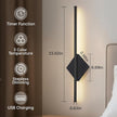 Battery Operated Wall Sconces Set of Two, Modern Sconces Wireless Cordless Rechargeable Light with Remote, Black Wall Lamp Dimmable Magnetic Home Decor for Bedroom Living Room Hallway Timing 23.6 Inch