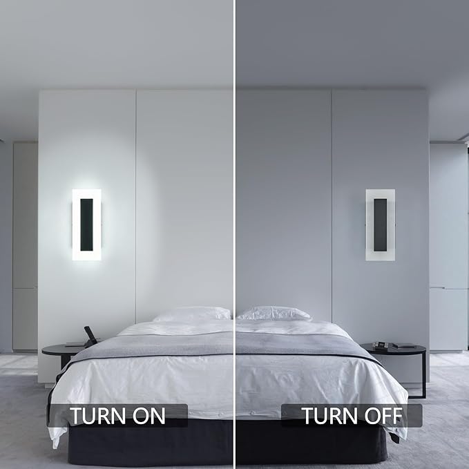 LMQNINE Modern Dimmable LED Wall Sconces Set of Two with 10%-100% Brightness Wall Light 9W 6000K Acrylic Black Wall Sconces Wall Lighting for Bedroom Living Room Hallway Staircase Corridor