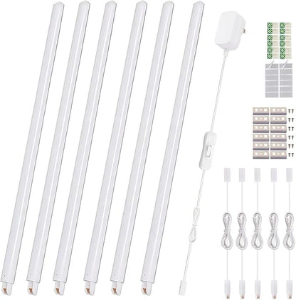 Cefrank LED Under Cabinet Lighting 6-Pack 12 inch Seamlessly Linkable Strip Light Bars for Cabinet, Kitchen, Shelf, Workbench, Cupboard Lighting, 1200 Lumen (Warm White 3000K)
