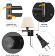 TRLIFE Wall Sconce with Remote Control, Dimming 10%-100% and Adjustable Color Temperature 2700K-6500K Swing Arm Wall Lights with Plug in Cord, 9.4