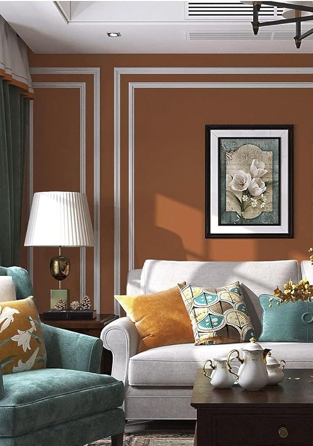 Safiyya Peel and Stick Wallpaper Dark Orange Contact Paper 393