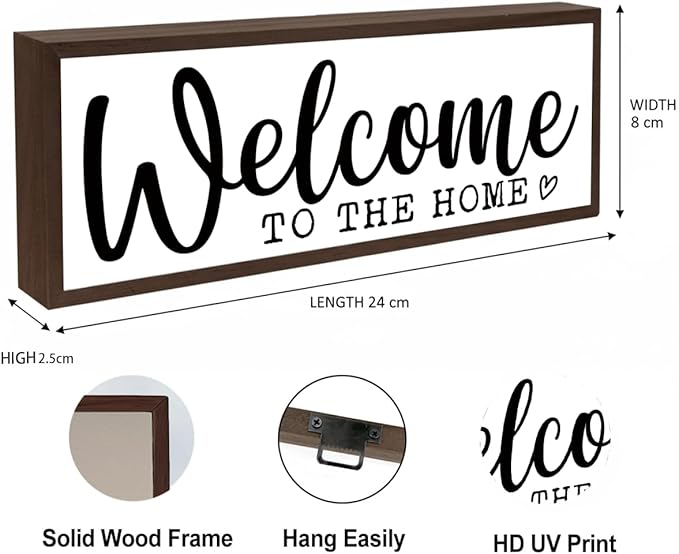 Welcome to Our Home Sign, Decorative Framed Wooden Box Sign, Sweet Home Decor, Entryway Decors, Front Door Decors for Shelf Counter Tabletop, Farmhouse Wall Decor, Housewarming Decoration