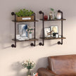 Helsin 2 Tier Industrial Pipe Floating Bathroom Shelves, 16inch Rustic Wood Wall Mounted Shelf, Storage Rack Sundries Holder for Kitchen Office Bathroom Organization & Home Décor