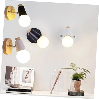 Minimalist Solid Wood Wall Sconce Black Wall Lamp for Bedroom Loft Lighting Decor Space Saving Mounted Fixture for Living Room Dining Study Bathroom Modern Nordic Style Without
