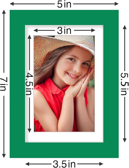 Vittanly 4x6 Picture Frames Set of 9, Shatter Resistant Plexiglass, Display 3.5x5 Pictures with Mat or 4x6 without Mat, Photo Frames for Wall or Tabletop, Engineered Wood, Green