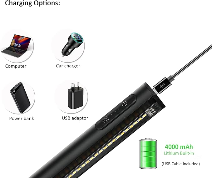 Rechargeable Picture Light Battery Operated,19.7" Wireless Painting Light with Remote Control,Metal Art Display Lamp,3 Modes,Dimmable Dartboard Light with Timer for Frame Picture