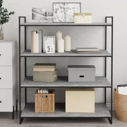 Set of 4 Floating Wall Shelves, 39.4 Inch Modern Concrete Grey Engineered Wood Storage Shelving for Living Room, Bedroom, Home Office Decor