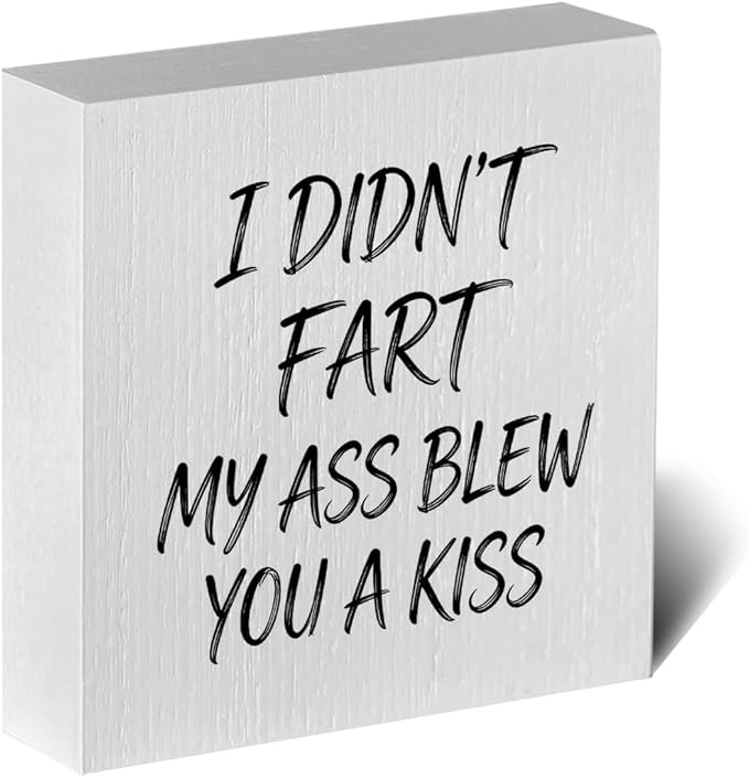 Funny Rustic Bathroom Wooden Box Sign 5x5 Inch - 