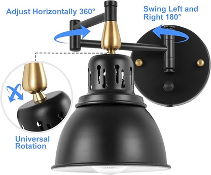 TRLIFE Wall Sconces Plug in, Remote Control Dimmable Wall Sconce and Adjustable Color Temperature 2700K-6500K Wall Lights with 6FT Plug in Cord, Swing Arm Wall Mounted Light(2 Pack, 2 Bulbs)