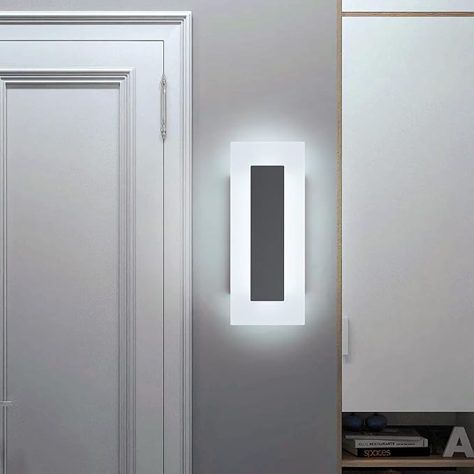 LMQNINE Modern LED Acrylic Black Wall Sconce White Light 6000K for Bedroom Corridor Stairs Bathroom Indoor Lighting Fixture Lamps Home Room Decor (2-Pack)…