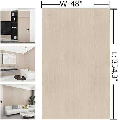 Extra Wide 48"x354" Thicken Off White Wood Grain Peel and Stick Wallpaper Wood Vinyl Waterproof Self Adhesive Ash Textured Wood Contact Paper for Furniture Walls Air Guide Slot Design Wood Wall Paper