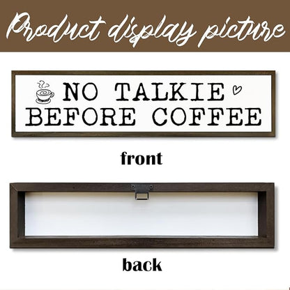 Coffees Wood Sign, Rustic Coffees Decoration, Country Farmhouse Decoration for Home Kitchen, Funny Coffee Station Decor, No Talk Before Coffee Sign, 17.8x4x1.2 inches