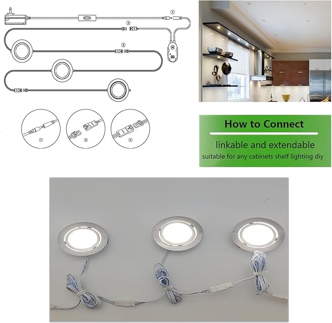 Smart Puck Lights 2700-6500k Tunable Under Cabinet Lighting with Alexa,Google Home,App & Remote Control, LED Puck Light Dimmable for Kitchen,Shelf,Workbench,RV Ceiling,Recess Mount,12V,2W/pc,3pcs