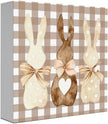 Funny Easter Sign Easter Bunny Decor Decorations Bunny Rabbit Bowknot Wooden Sign Table Decorations Indoor for Home Office Desk Table Shelf Tiered Tray Decor 5 X 5 Inch