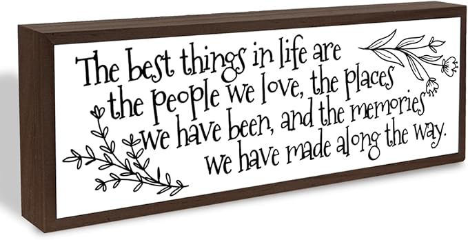 The Best Things In Life Sign, Farmhouse Wooden Framed Sign for Family Home Bedroom Decor, Entryway Decor, Rustic Table Shelves Decoration, Wood Framed Wall Hanging Art