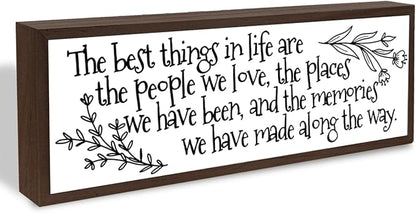 The Best Things In Life Sign, Farmhouse Wooden Framed Sign for Family Home Bedroom Decor, Entryway Decor, Rustic Table Shelves Decoration, Wood Framed Wall Hanging Art