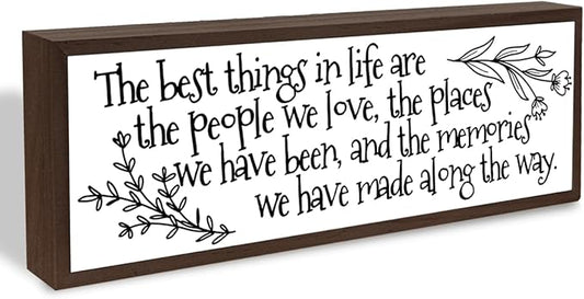 The Best Things In Life Sign, Farmhouse Wooden Framed Sign for Family Home Bedroom Decor, Entryway Decor, Rustic Table Shelves Decoration, Wood Framed Wall Hanging Art