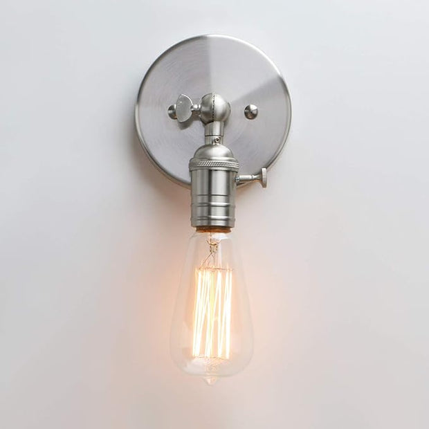 PERMO Single Sconce Mini Vintage Wall Sconce with On/Off Switch Hardwired Wall Mount Lamps Decorative Wall Lighting for Bedroom Hallway Bathroom (Brushed Nickel)