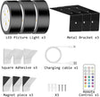 13 Color RGB Magnetic Led Art Display Light, Wireless Magnetic Picture Lights Rechargeable Battery-Powered Wall Frame Lights, Remote Control, and Timer 3Pack Black