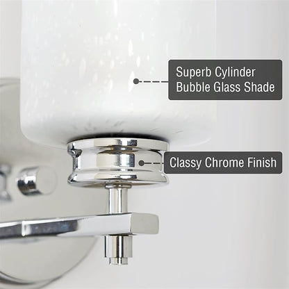 Kira Home Phoebe 8" Modern Wall Sconce/Vanity Light + Frosted Seeded Glass Shade, Chrome Finish