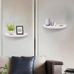 Small Floating Plant Shelves Set of 2 - Rustic Wood Half Circle Shelves for Bedroom Living Room Bathroom Kitchen Office (White)