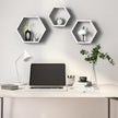 CADUKE Hexagon Floating Shelves Set of 3, White Wooden Hexagon Shelves for Wall Decor, Modern Honeycomb Floating Hanging Shelf, Decorative Wall Organizer for Living Room, Bedroom, Bathroom