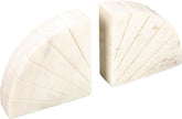 Creative Co-Op Modern Arched Semicircle Marble Bookends with Carved Detail, Set of 2, White