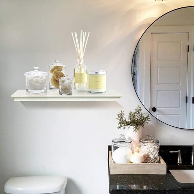 AHDECOR White Floating Shelves Wall Mounted, Deeper Wall Storage Shelf for Home Décor, Super Sturdy, Easy to Install, 36” Wide, 7.75” Deep