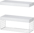 QEEIG White Bathroom Shelves Over Toilet - Wall Mounted Floating Shelves Farmhouse Shelf Toilet Paper Storage Small 16 inch Set of 2 (019-W2)