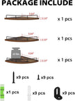 HORLIMER Floating Corner Shelf Wall Mount, Set of 3 Rustic Wood Corner Wall Shelves with Fence for Bedroom, Living Room, Bathroom, Kitchen, Brown