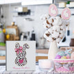 Pink Happy Easter Sign Easter Table Decor Leopard Print Bunny Decor Blue And White Chinoiserie Decor Wooden Box Sign for Home Office Bedroom Living Room Desk Shelves